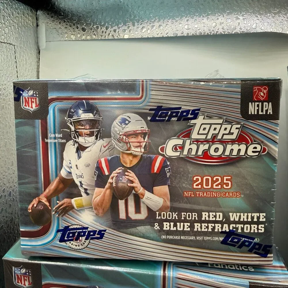 Topps Chrome 2025 NFL Trading Card Bundle: 1x Mega, 2x Value, 4x Hanger Box